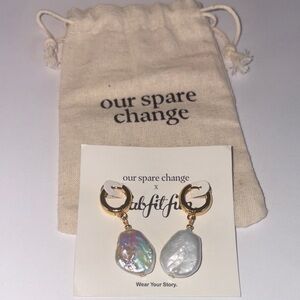Our Spare Change x FabFitFun Gold and Iridescent Earrings